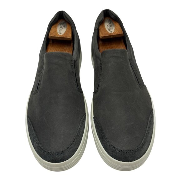 Ecco Mens Gray Slip-On Leather Shoes Sz 46-12 US Danish Design Casual Sneakers - Picture 3 of 14